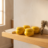 Antique Arch Yellow Handmade Porcelain Spice Jars – Set of 4 (7cm)