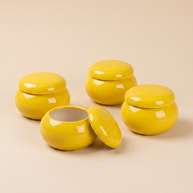 Antique Arch Yellow Handmade Porcelain Spice Jars – Set of 4 (7cm)