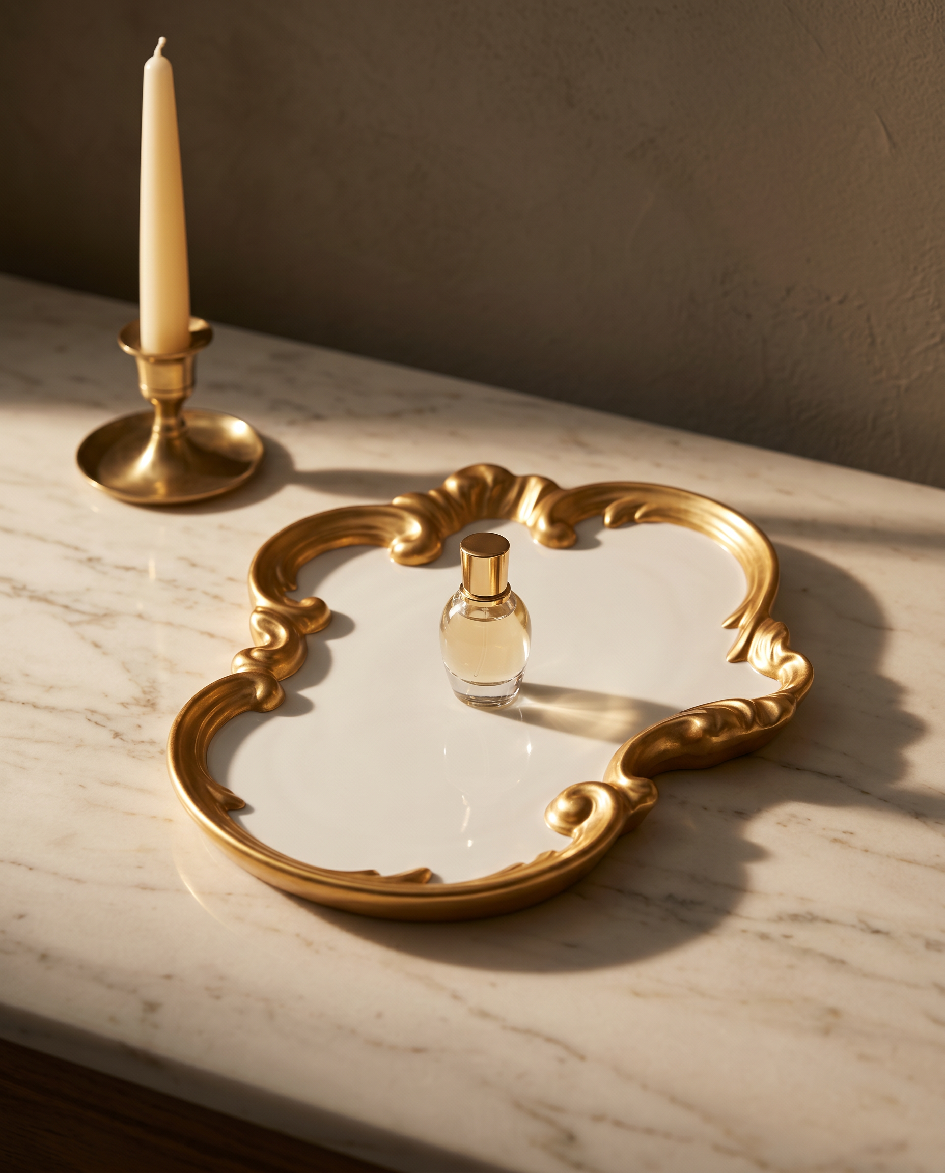 Antique Arch Baroque Gold-Framed Marble Serving Board – 20cm