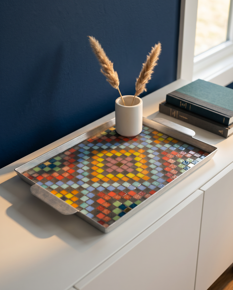 Dana Adada Large Rectangular Mosaic Tray - Design 1
