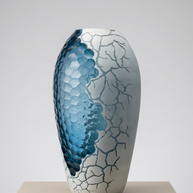 Tati deco Raw honey vase blue