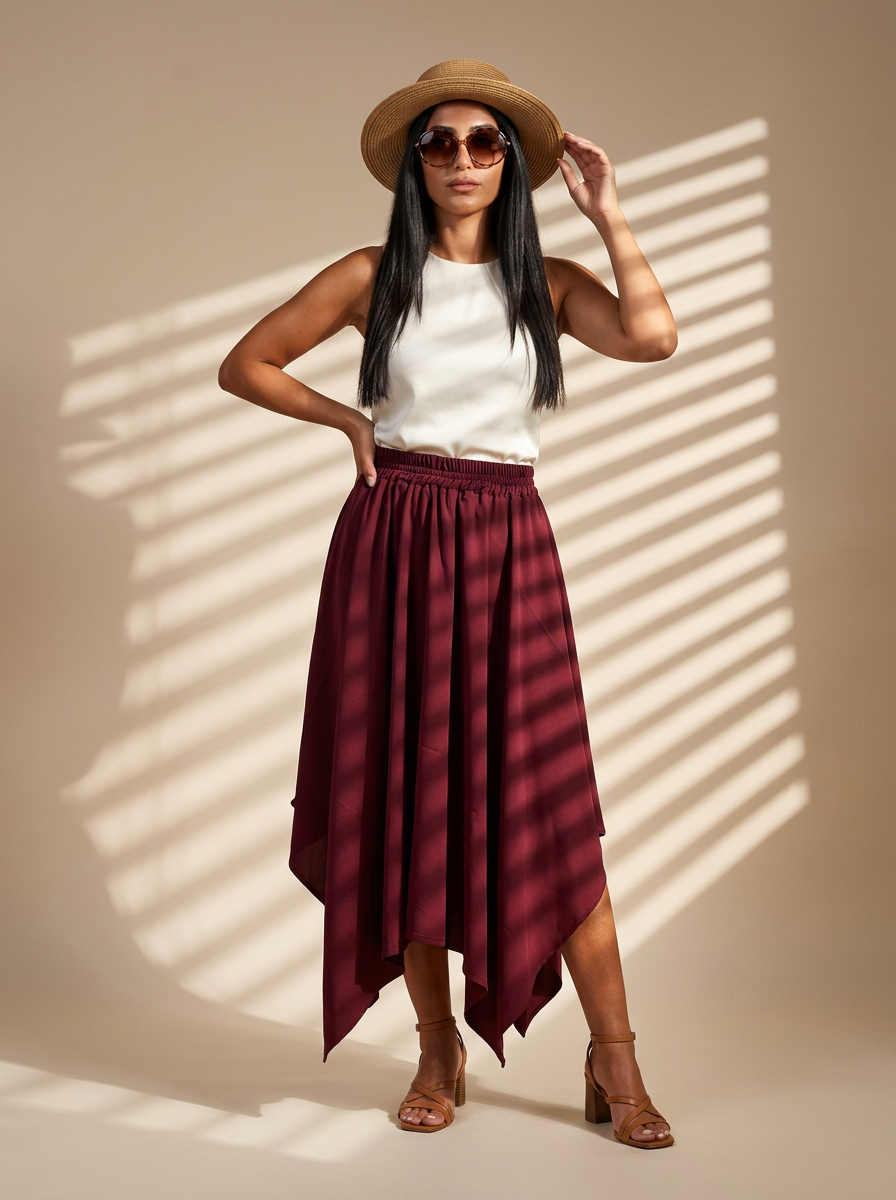 Route Raiment Maroon Crochet Skirt - Medium