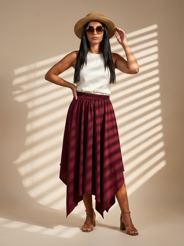 Route Raiment Maroon Crochet Skirt - Medium