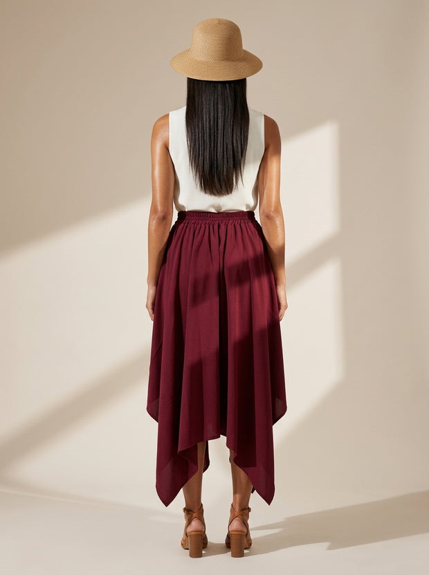 Route Raiment Maroon Crochet Skirt - Medium