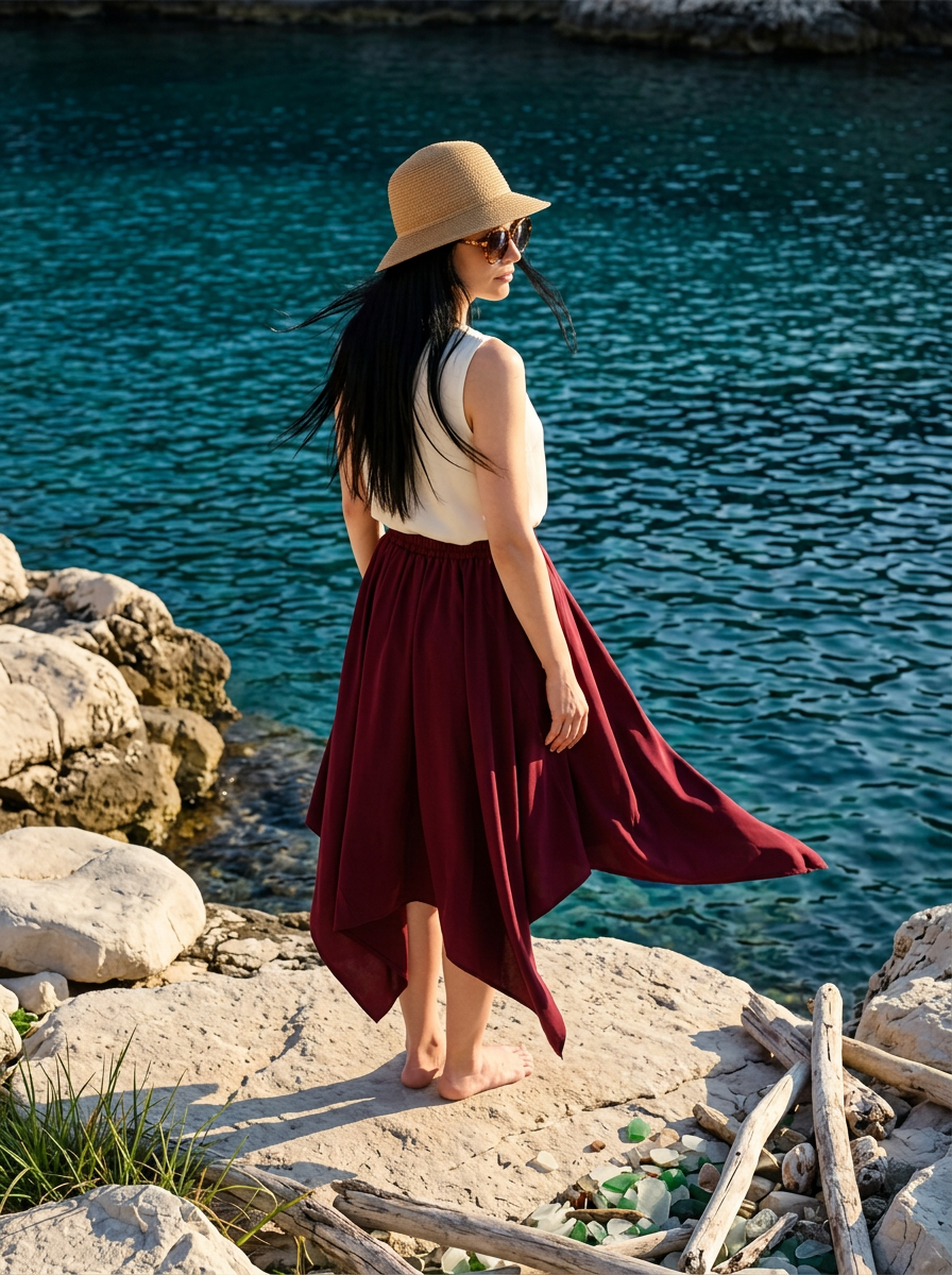 Route Raiment Maroon Crochet Skirt - Medium
