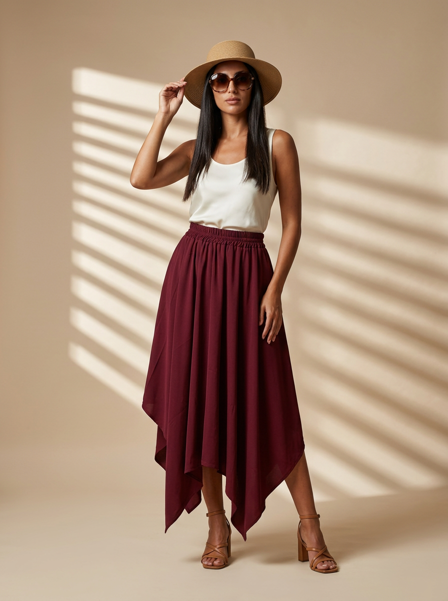 Route Raiment Maroon Crochet Skirt - Medium