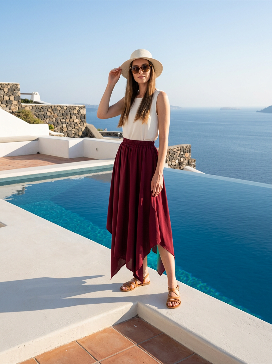 Route Raiment Maroon Crochet Skirt - Medium