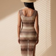 Route Raiment Brown Ombre Mesh Dress - Medium