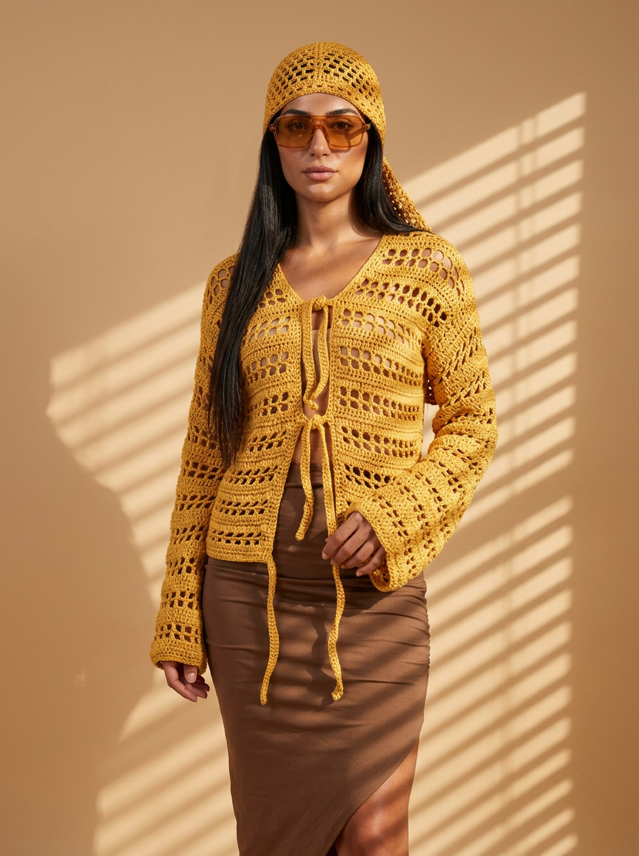 Route Raiment Golden Drift Tie-Front Top - Medium