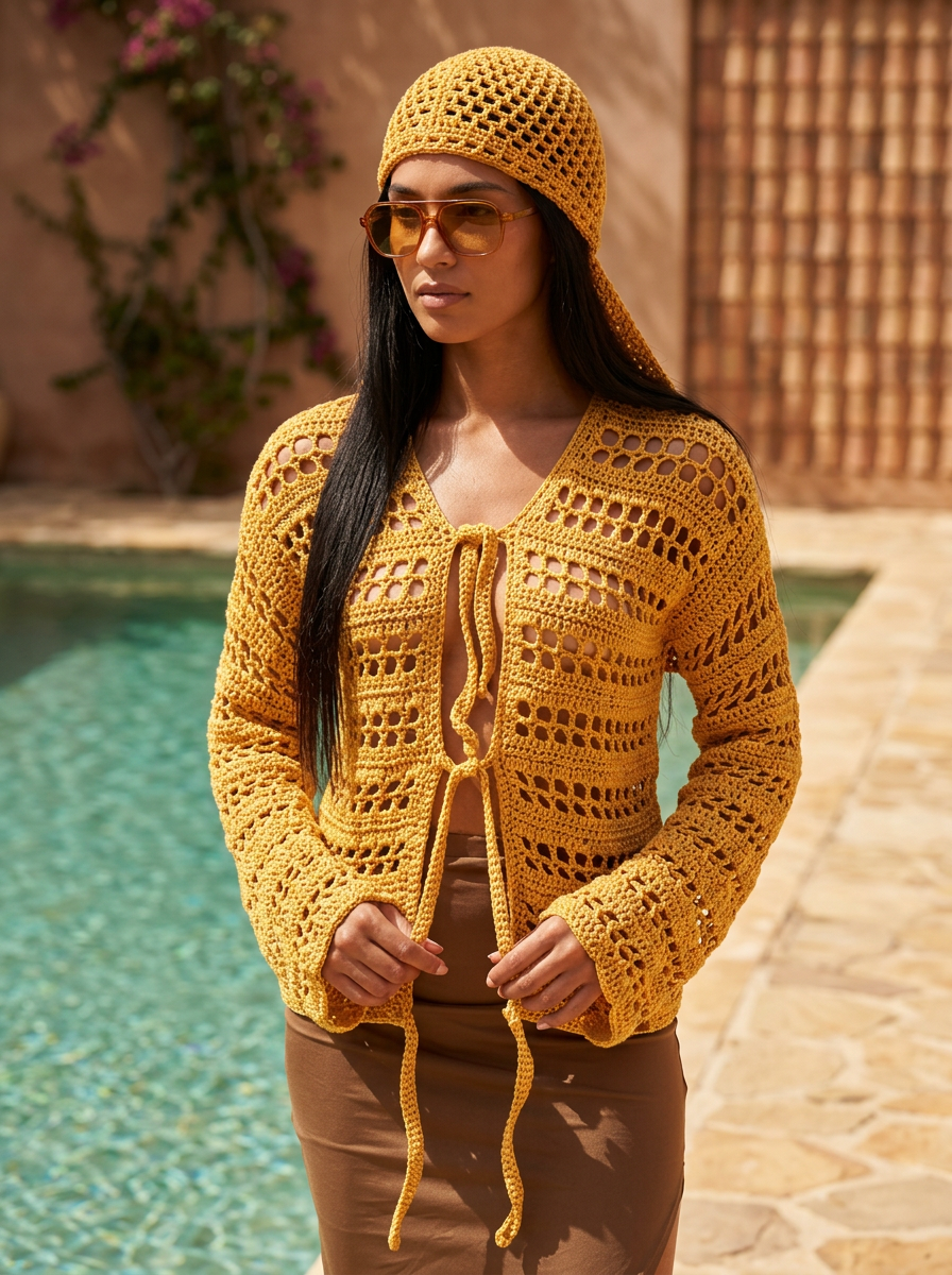 Route Raiment Golden Drift Tie-Front Top - Medium