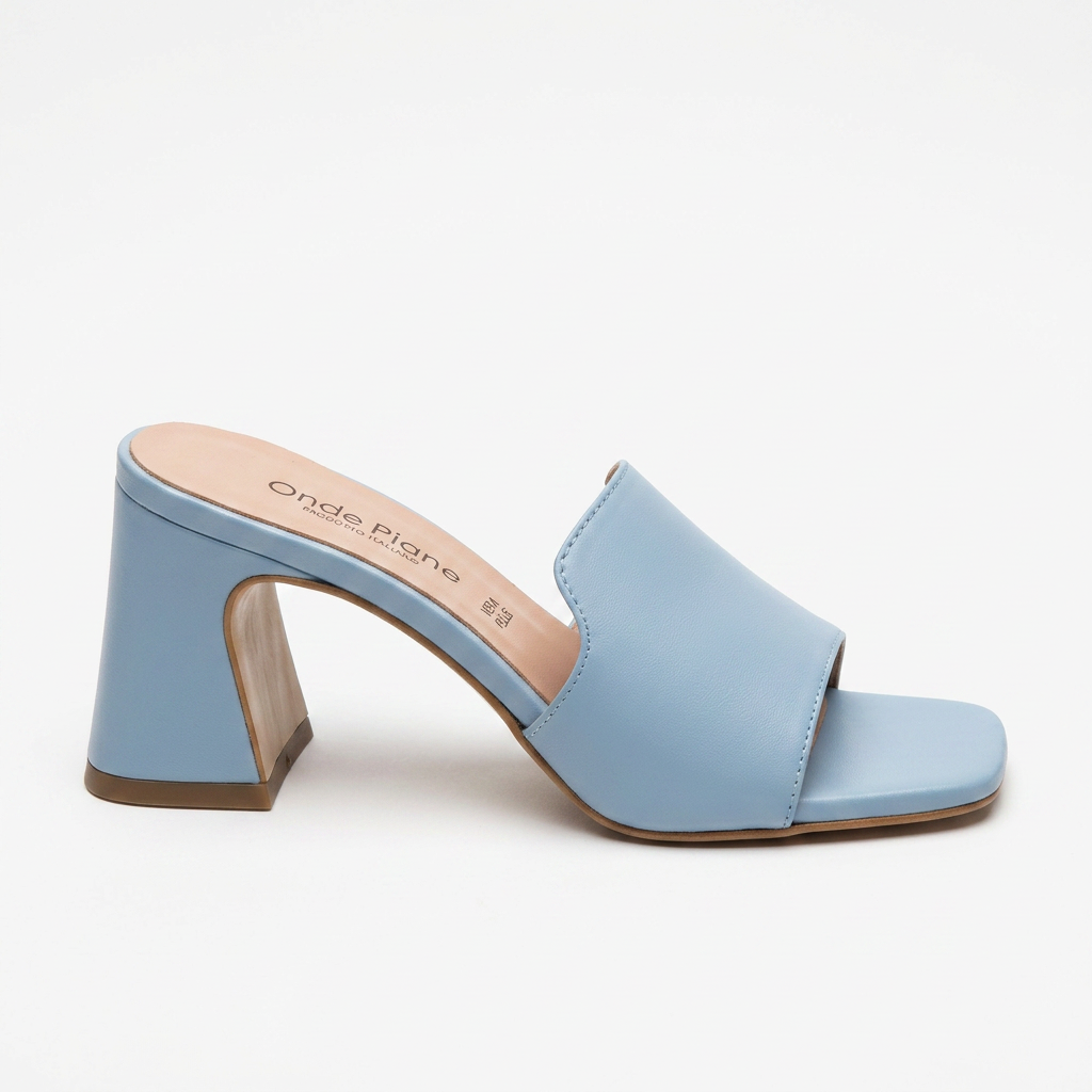 KOAN Onde Piane Sky Blue Sculpt Statement Heel Mule