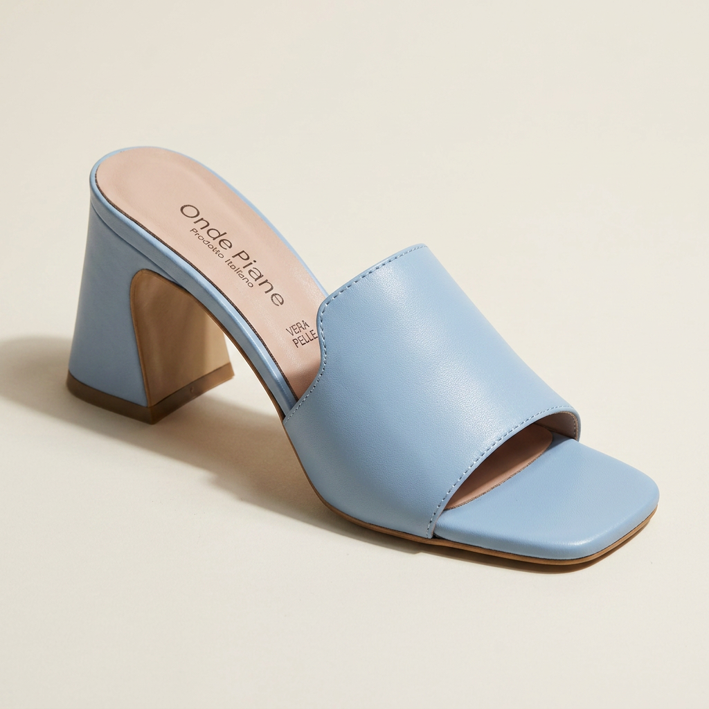 KOAN Onde Piane Sky Blue Sculpt Statement Heel Mule