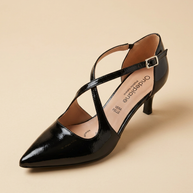 KOAN Onde Piane Black Gloss Cross-Strap Pump