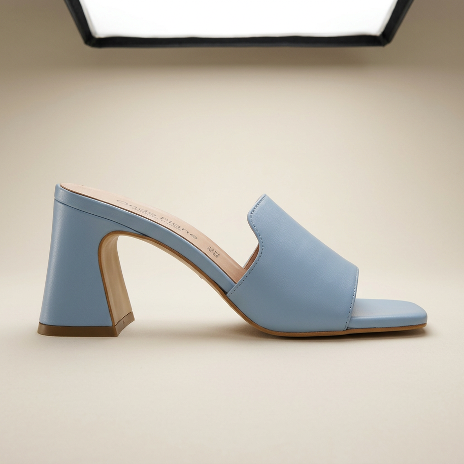 KOAN Onde Piane Sky Blue Sculpt Statement Heel Mule