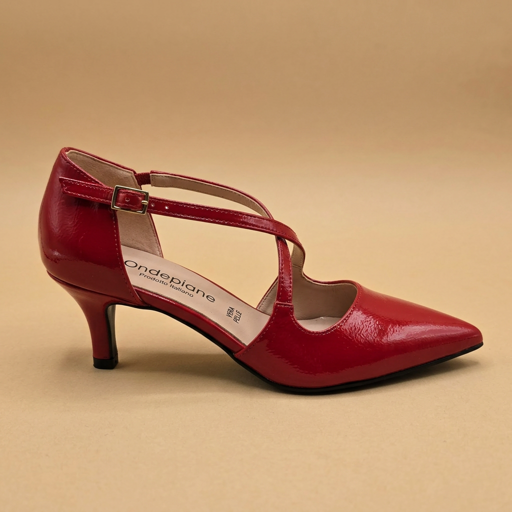 KOAN Onde Piane Red Gloss Cross-Strap Pump
