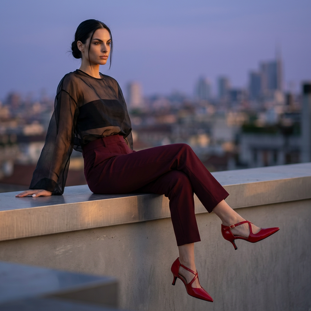 KOAN Onde Piane Red Gloss Cross-Strap Pump