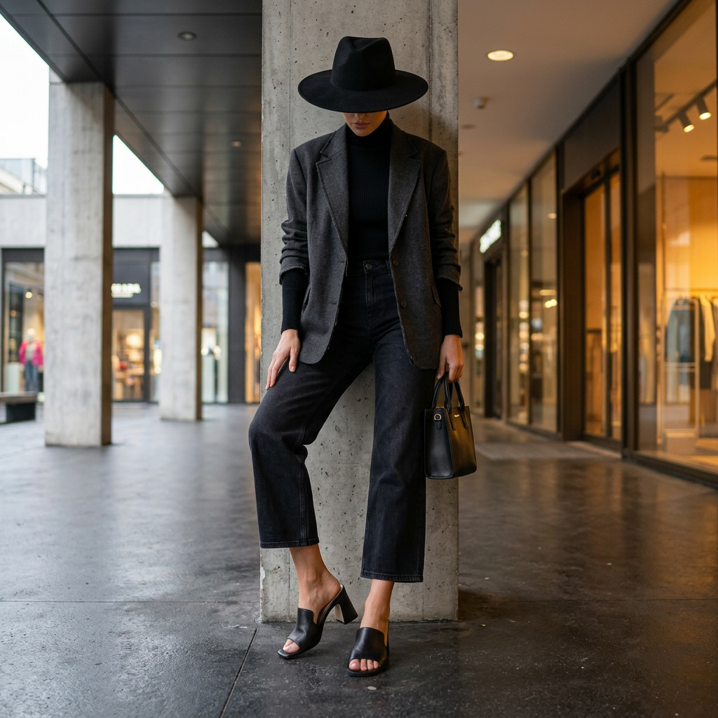 KOAN Onde Piane Black Sculpt Statement Heel Mule