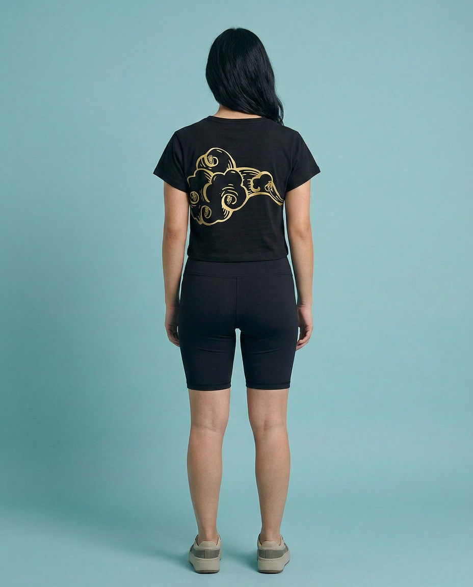 RSPR BLACK CROP TOP(RSPR PRINT)
