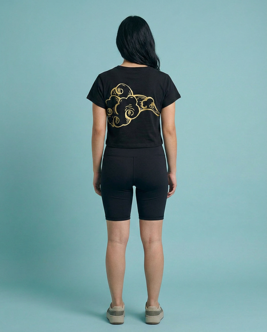 RSPR BLACK CROP TOP(RSPR PRINT)