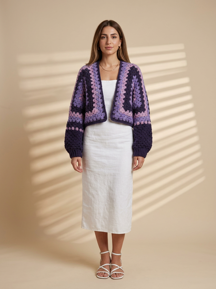 Route Raiment Amethyst Aura Crochet Cardigan