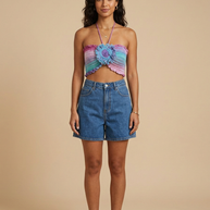 Route Raiment Bluebell Ombre Flower Bra Top - Large