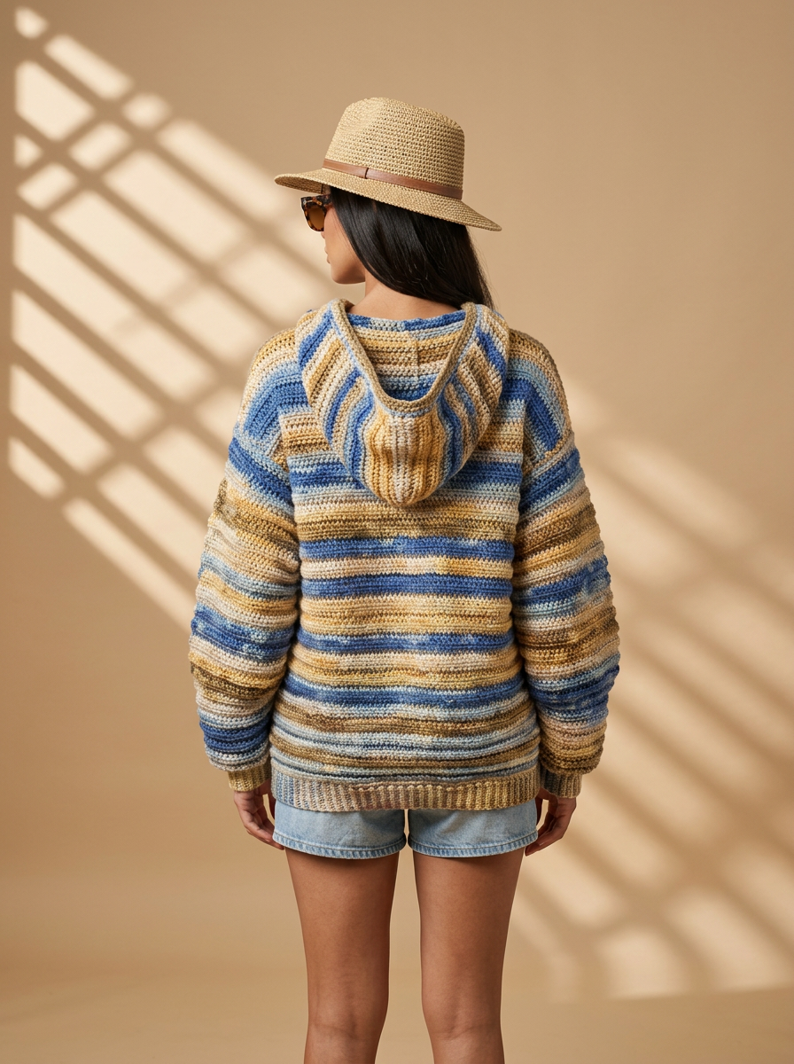 Route Raiment Coastal Path Crochet Hoodie - Large