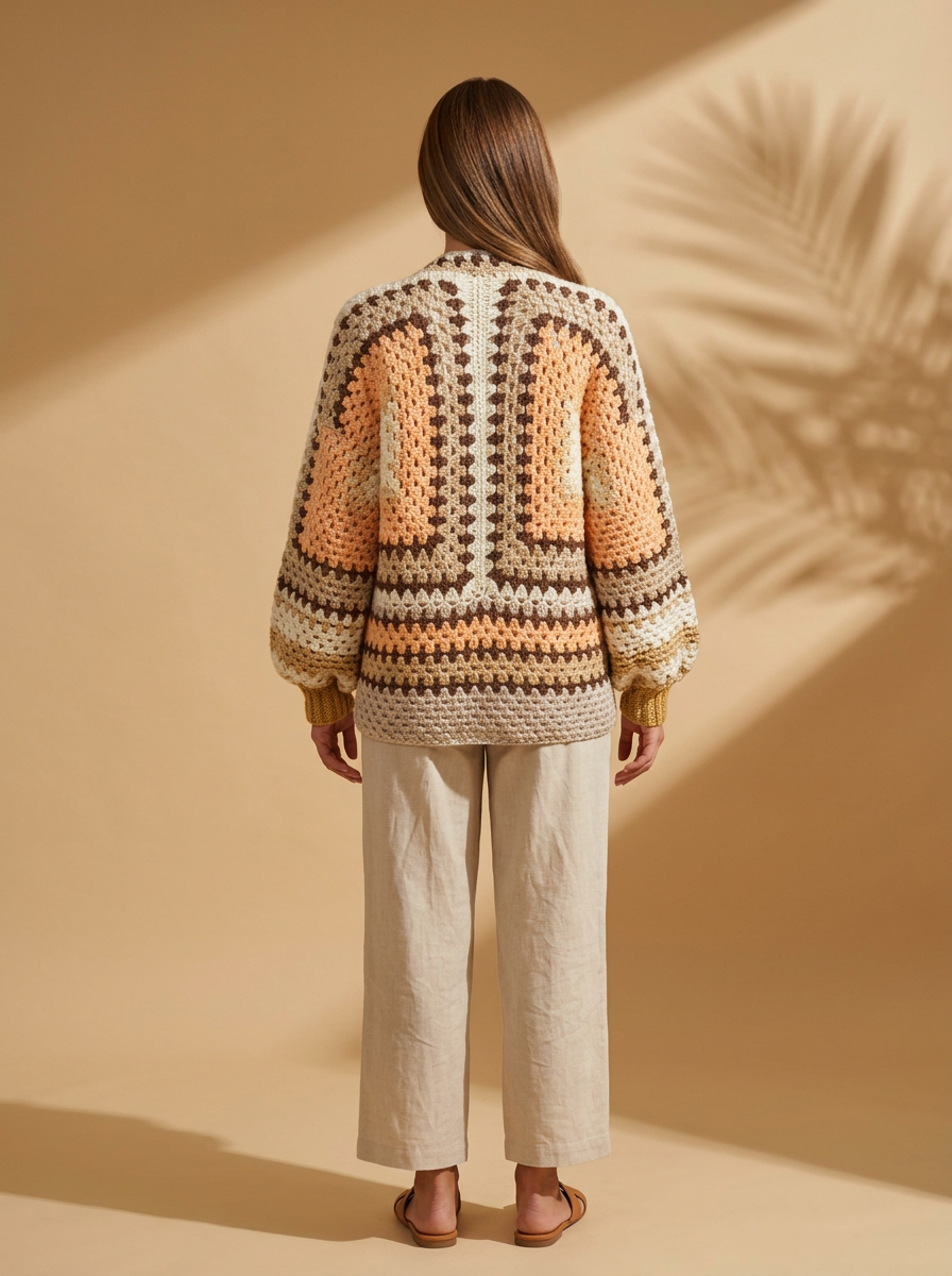 Route Raiment Latte Layers Crochet Cardigan