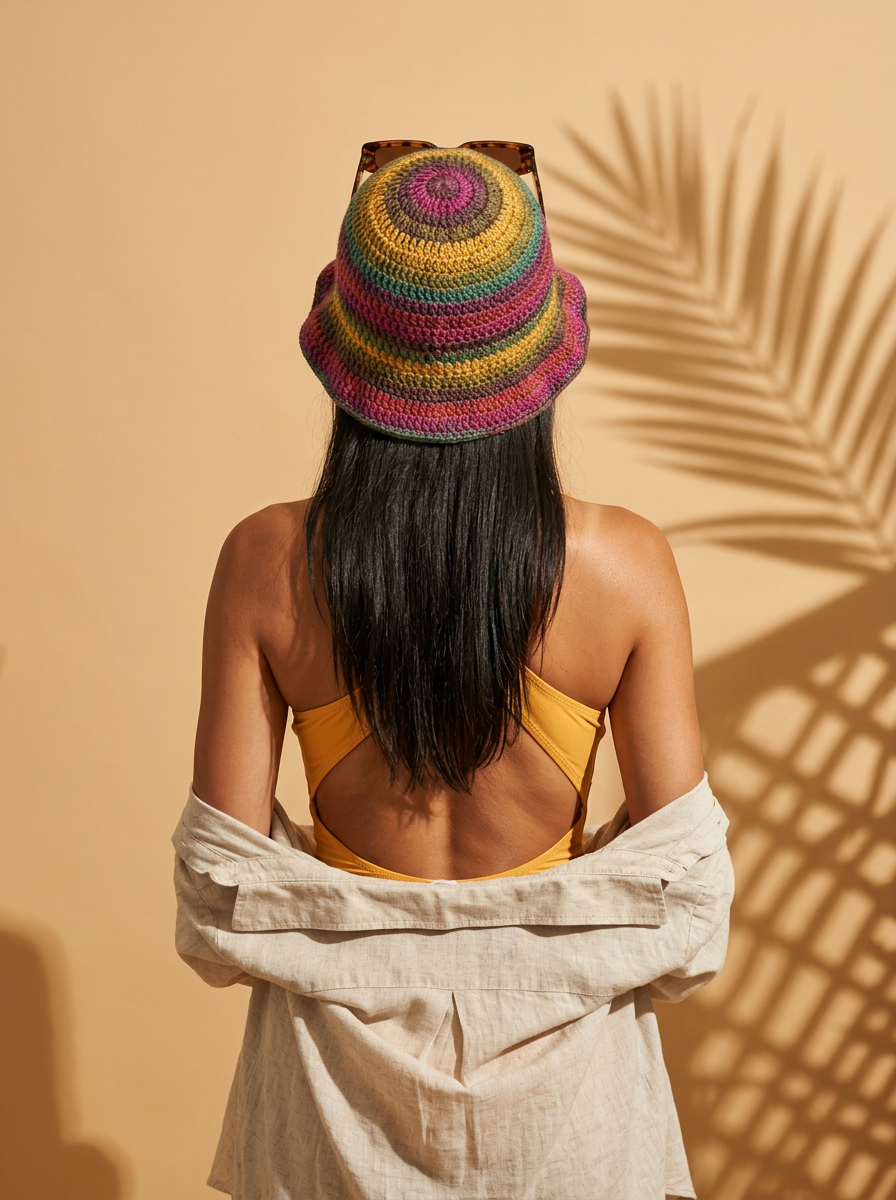 Route Raiment Teal Burst Crochet Bucket Hat - Medium