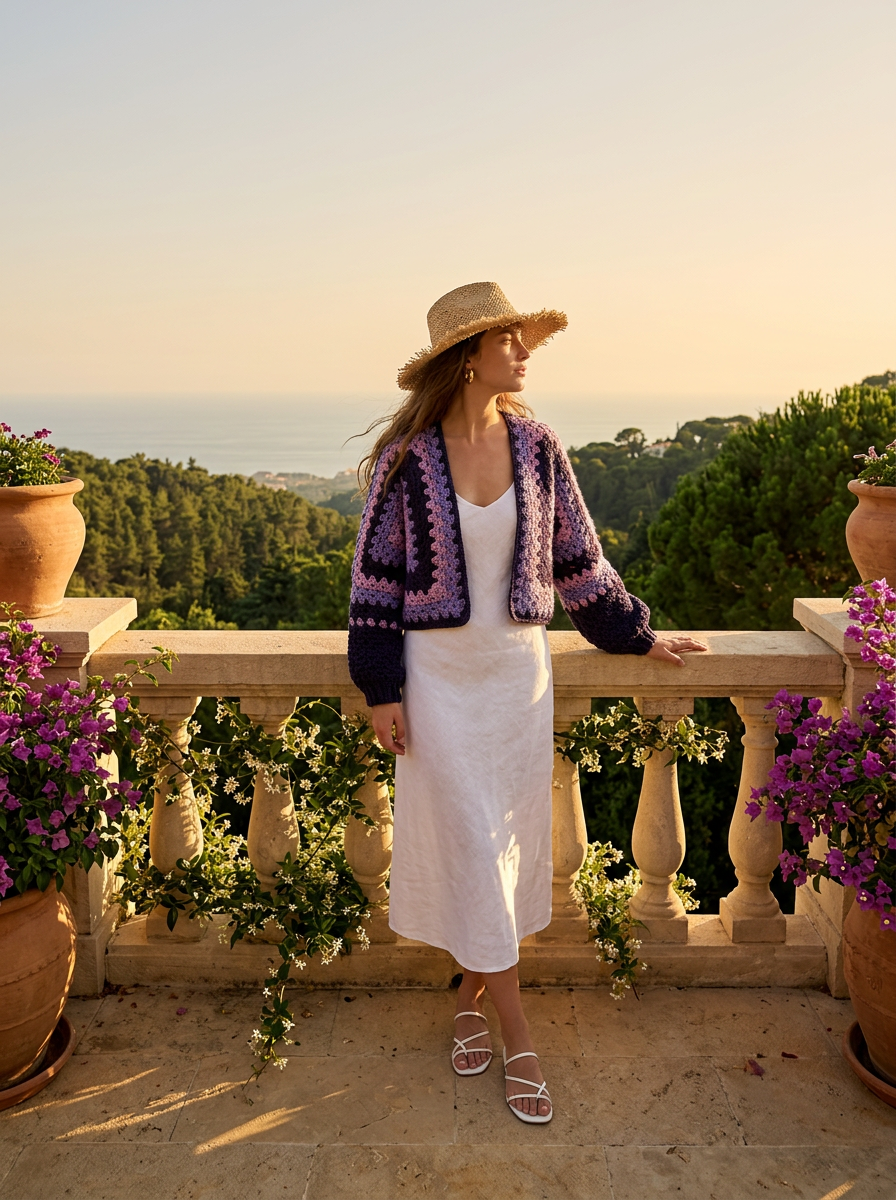 Route Raiment Amethyst Aura Crochet Cardigan