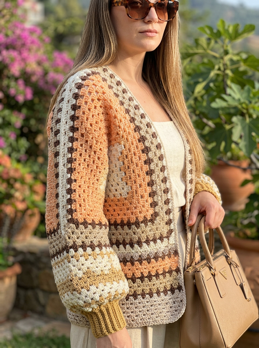 Route Raiment Latte Layers Crochet Cardigan