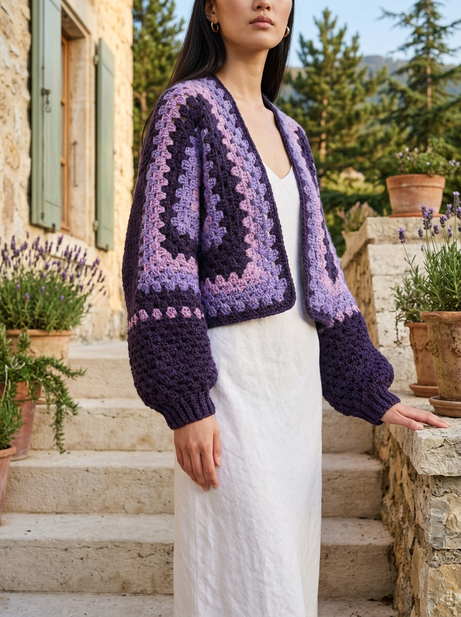 Route Raiment Amethyst Aura Crochet Cardigan