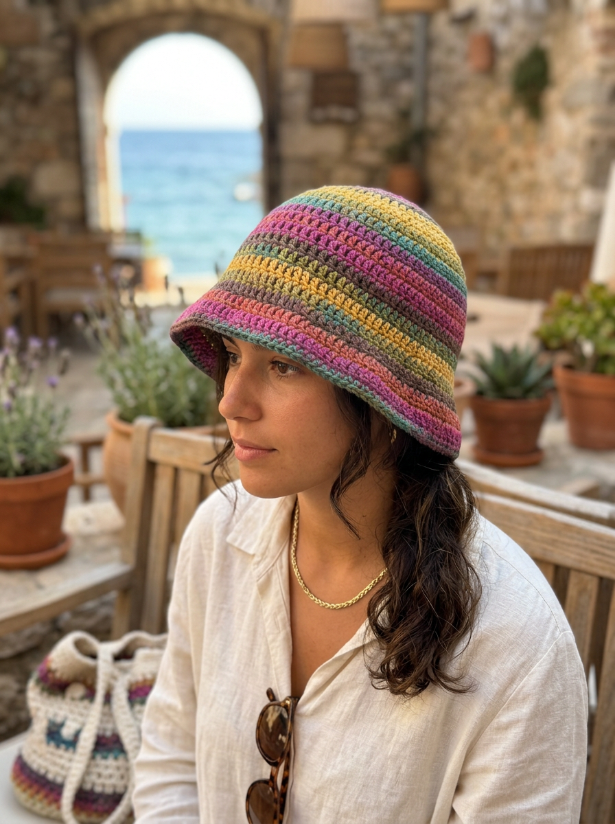 Route Raiment Teal Burst Crochet Bucket Hat - Medium