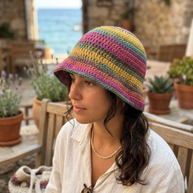 Route Raiment Teal Burst Crochet Bucket Hat - Medium