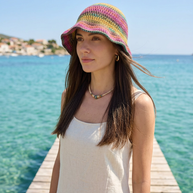 Route Raiment Teal Burst Crochet Bucket Hat - Medium
