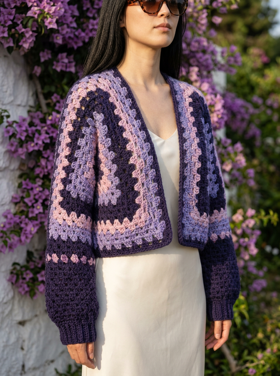 Route Raiment Amethyst Aura Crochet Cardigan