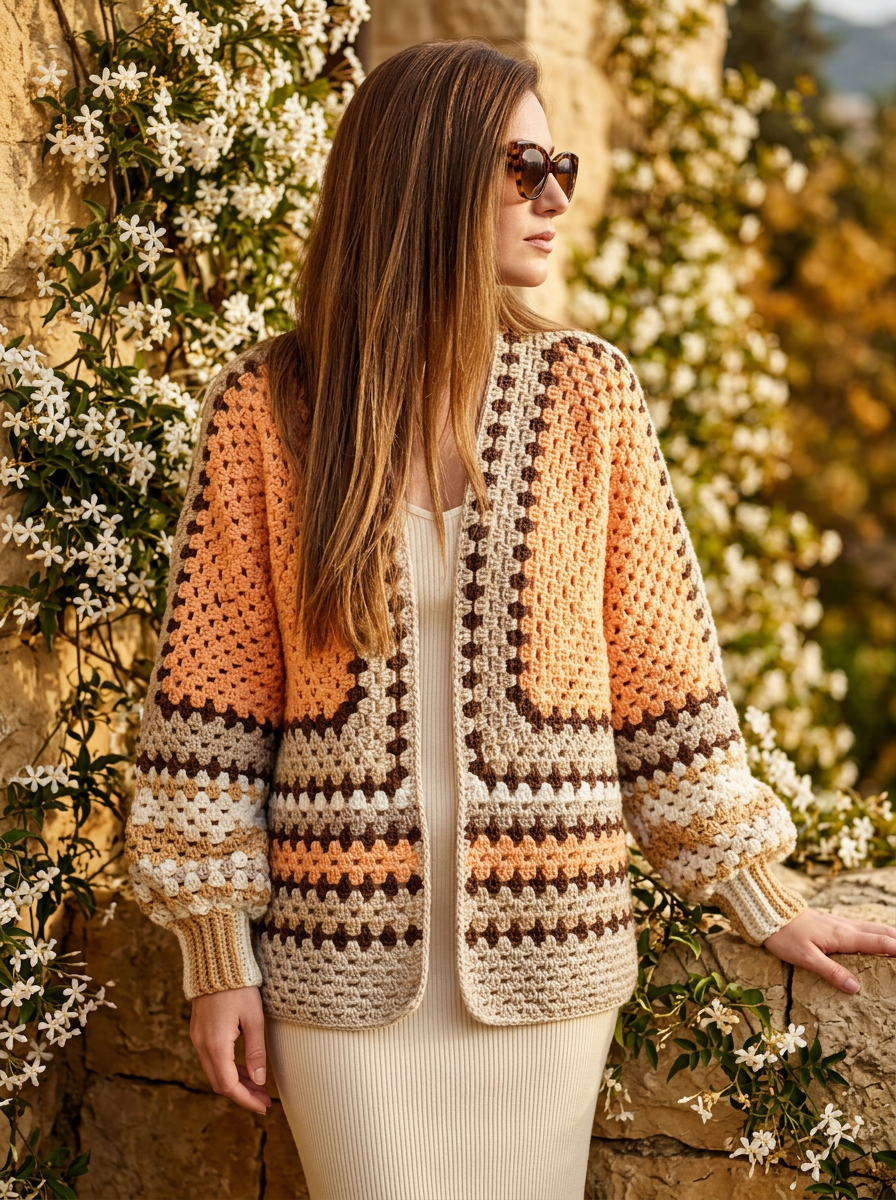 Route Raiment Latte Layers Crochet Cardigan