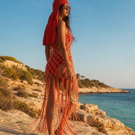 Route Raiment Peach Macrame Dress
