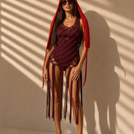 Route Raiment Maroon Macrame Dress