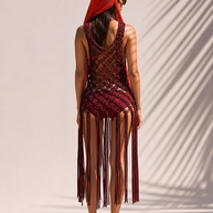 Route Raiment Maroon Macrame Dress