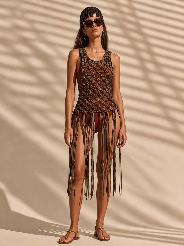 Route Raiment Mixed Camo Macrame Dress