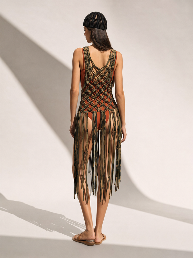 Route Raiment Mixed Camo Macrame Dress
