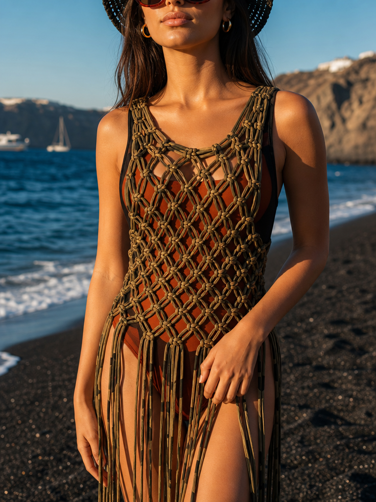 Route Raiment Mixed Camo Macrame Dress