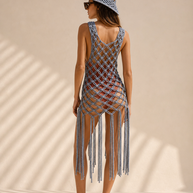 Route Raiment Navy Blue Macrame Dress