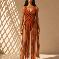 Route Raiment Burnt Orange Macrame Dress