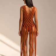 Route Raiment Burnt Orange Macrame Dress