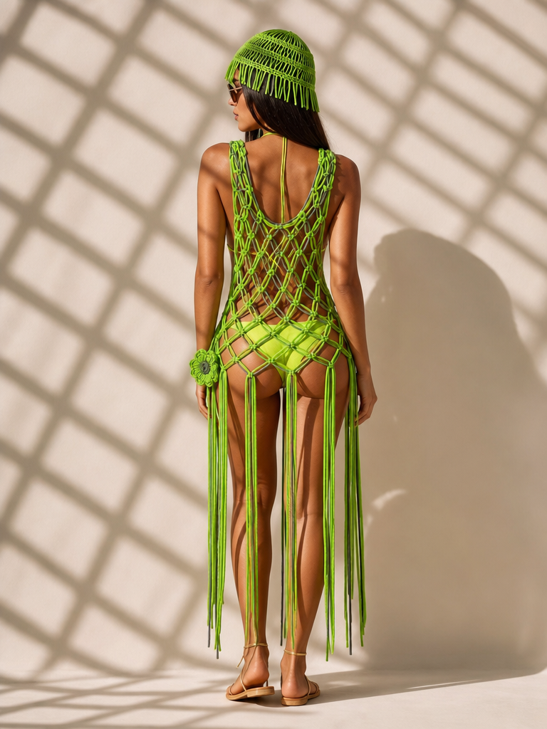 Route Raiment Green Macrame Dress