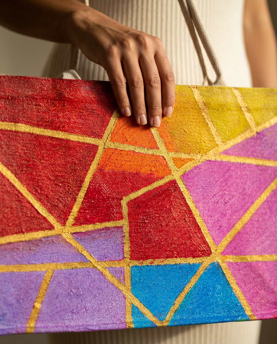 Handi Made Handpainted Multicolor Beach Set – Bag & Hat