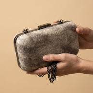 J circle Grey Pattern Wet-Felted Clutch