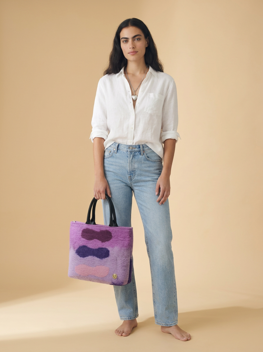 J circle Mauve Wet-Felted Bag