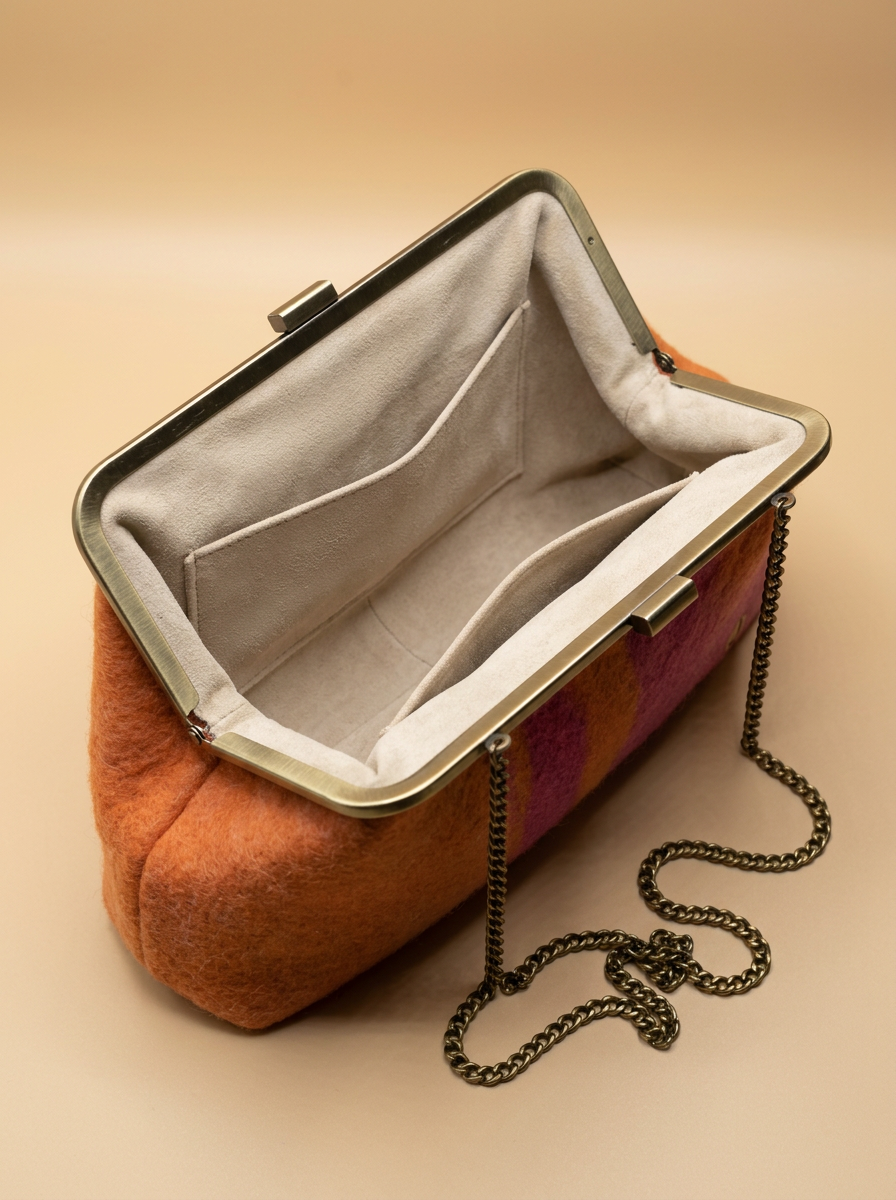 J circle Fushorange Wet-Felted Clutch